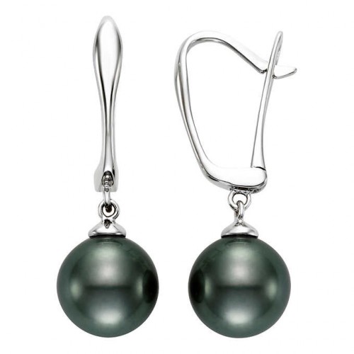 Jewelry Earring Tahitian 9-10mm Pearl 14kt White Gold Earrings